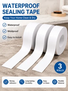 3 Rolls Waterproof Mold-Proof Sealing Tape, Flexible Self-Adhesive Sealing Strip, Strong Adhesion, Easy Installation And Durable, Suitable For Kitchen Bathroom Countertop Gap Coverage, Home Cleaning And Dry Edge Sealing Accessory - Multicolor - View 1