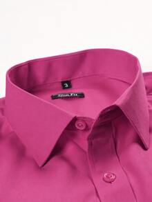 Rand paul Men's Microfiber Cotton Shirt - Comfortable And Stylish Slim Fit - 深粉紅色 - 查看 3