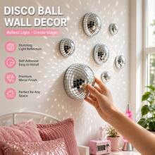 12Pcs Mixed Size Disco Ball Hemisphere Set, Silver Mirror Tiled Disco Balls For Bachelorette Party, Birthday, Disco Themed Party, Bar, Home Decor, DIY Crafts & Photo Props - 4 Sizes / 12pcs - View 2