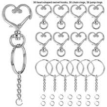 30/60/90pcs Heart-Shaped Keychain Swivel Clasp Hook Set, Split Key Ring Chain And Jump Ring Bulk Keychain Lanyard, DIY Keychain Making Kit, DIY Keychain Wallet Bag Pendant Accessories Craft Supplies - Heart-shaped Clasp Chain Small Loop - View 18