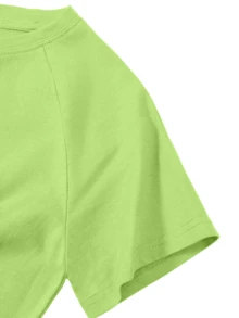 Collection d'été pour préadolescentes : T-shirt à manches courtes et épaules tombantes en 100% coton pour filles, avec un design imprimé de capybara personnalisé, amusant et mignon - Vert fruit - Voir 5