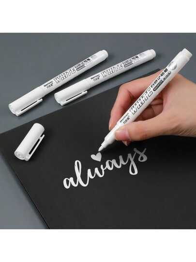 2/4pcs/6pcs White Marker Pens - Waterproof, Alcohol-Based Ink For Tires, Fabric, Wood & Faux Leather - Easy Grip, Long-Lasting Graffiti & Art Pens