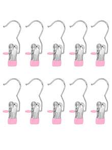 OBOVAY 10/20/30/40/50pcs Stainless Steel Clothes Clips, Stainless Steel Pants Hanger Clips With Hooks, Rust-Proof Space-Saving Hanger Clips, Suitable For Jeans, Pants, Skirts, Boots, Closet Organization, Dorm Laundry And Travel Drying Storage - Multicolor - View 26