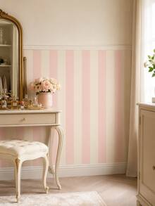 Soft Macaron Color Striped Self-Adhesive Wallpaper, Removable, 4 Colors Available, 17.72*118.11 Inches, Bedroom Living Room Decor - Multicolor - View 10