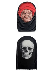 2pcs/Set - 1PC Scary Humorous Little Red Riding Hood Old Lady Mask | Cosplay Headpiece, Breathable & Comfortable, Fits Face Shape, Suitable For Various Occasions, Realistic Pattern, Easy To Wear, Ideal For Halloween Cosplay Party Props - Multicolor - View 13