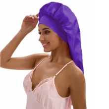ZTZI Extra Long Sleep Bonnet, Smooth Night Hair Cap For Long Braids & Curly Hair, Wide Elastic Headband Solid Color Casual Polyester Fiber Bonnet For Daily Wear All Seasons - VC Bow 9008 - View 15