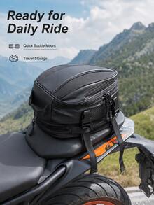 Motorcycle Tail Bag Waterproof Expandable Rear Seat Bag, Carbon Fiber Motorcycle Seat Bag With Reflective Strip And Quick Release Buckle, Universal Sport Motorcycle Rear Seat Luggage Bag, Motorcycle Helmet Backpack Travel Bag, Suitable For Riding Enthusiasts - A - View 6