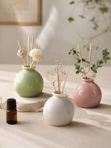 Diffusore di aromi a forma di palla rotonda stile Ins Wabi-Sabi Macaron, mini vaso sferico liscio colore macaron per fiori secchi, decorazione da scrivania per la casa - Vaso in ceramica per macaron - Visualizzare 9