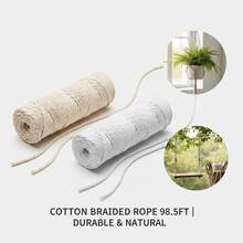 5Mm X 1181.1inch Braided Cotton Rope, Soft & Wear-Resistant Craft Cord For Tying & Decoration - Variant - View 5