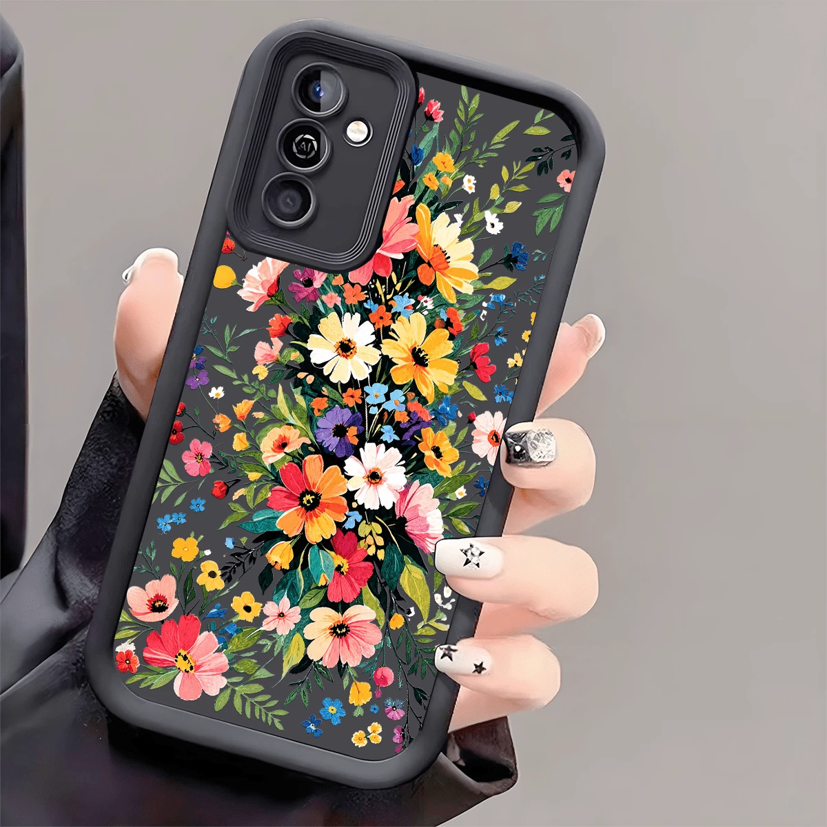 1件時尚彩色幸運花朵防震手機殼,加厚防滑保護殼,適用於 iPhone 17/17 Air/17 Pro/17 Pro Max、Honor、Galaxy - 黑色 - 查看 1