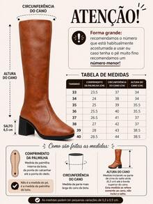 Women's High-Top Boot With Block Heel And Square Toe - Elegant - - Camel - View 4