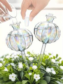 Cactus-Shaped Automatic Watering Spike, Rainbow Color Plant Watering Ball, Automatic Watering System, PVC Material, Narrow Mouth Design Extends Watering Time, Suitable For Indoor And Outdoor Plants, Essential For Spring And Summer Potted Plants (Cap Shipped Randomly) - Multicolor - View 2