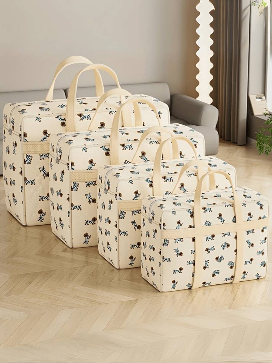 Extra Large Durable Foldable Storage Bag With Handle - Made Of High-Strength Polyester Fabric, Dust-Proof And Moisture-Proof, Cute Cartoon Pattern, Suitable For Travel, Moving, Packing, Clothing And Bedding Storage, Essential For Moving, Fun Design, Sturdy Structure, Great Packing Assistant, Suitable For Students, Frequent Travelers, Can Be Stored In Suitcase, Foldable, Large Capacity Storage Bag - Multicolor - View 1
