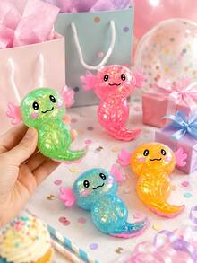 1pc Sequin Axolotl Squishy Toy, Transparent Crystal Axolotl Squeeze Stress Relief Toy, Soft Stretchable Slow Rebound Pressure Relief Desktop Toy, Suitable For Children, Teenagers, Adults, Party Favors, Gift Bag Fillers, Classroom Prizes, Birthday Gifts - Multicolor - View 6