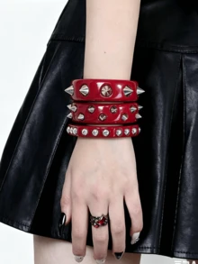 1pc Punk Rock Rivet Resin Bracelet, Fashion Accessory, Y2K Chic Style - Riveted Bracelet - View 4