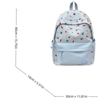 LECEY Striped Cartoon Print Large Capacity Backpack - Blue - View 9