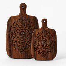 2PCS/1PC Walnut Wood Carved Cutting Board, Artistic Carved Steak Board, Desktop Decor Cutting Board, Fashion Long Handle, Solid Wood, For Cutting Meat, Cheese, Bread, Vegetables And Fruits - Charcuterie Board Cheese Serving Board, Perfect For Food Slicing And Presentation, Portable Camping Cutting Board, Modern Home Country Kitchen Essential. Mother's Day Gift, Wedding Season Kitchen Supplies - 01 - View 8