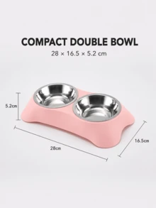 1pc 2-In-1 Pet Double Bowl Set, With 2 Detachable Stainless Steel Food And Water Bowls, Wide PP Base, Easy To Clean Feeding Station, Suitable For Cats, Dogs, Puppies And Small Dogs For Indoor And Outdoor Daily Use. 2pcs-Trapezoidal Bowl + Stainless Steel Bowl/1set - One Size Fits All - View 5