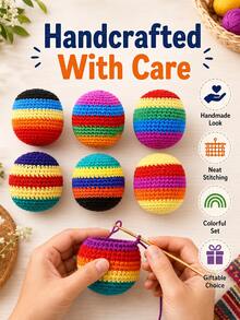 Handmade Crochet Bean Bag Set, Rainbow Yarn Bean Bags, Outdoor Lawn And Garden Game Toys, Portable Bean Bag Balls, Suitable For Solo Practice, Group Games, Backyard Picnics, Parties And Travel Fun - Multicolor - View 8