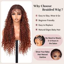 Glueless Box Braided Wigs Suitable For With Hair & Double Full Lace Front - Hair Blended Wig, No Glue Application For Braids - Red - View 2