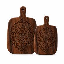 2PCS/1PC Walnut Wood Carved Cutting Board, Artistic Carved Steak Board, Desktop Decor Cutting Board, Fashion Long Handle, Solid Wood, For Cutting Meat, Cheese, Bread, Vegetables And Fruits - Charcuterie Board Cheese Serving Board, Perfect For Food Slicing And Presentation, Portable Camping Cutting Board, Modern Home Country Kitchen Essential. Mother's Day Gift, Wedding Season Kitchen Supplies - 01 - View 11
