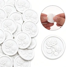 20入/包 3D刺繡花朵蠟封貼紙，婚禮邀請函信封封印，自黏白色花朵貼紙，適用於邀請函、禮品包裝、聖誕節 - 白色 - 繡球花-白色 - 查看 12