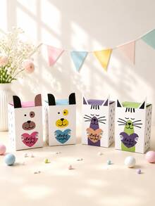 10pcs Cartoon Animal Party Favor Boxes, Candy Gift Packaging Supplies For Birthday Party, Baby Shower And Celebration Events - Multicolor - View 8