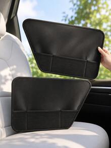 Car Door Dent Protector For Dogs Pets Kids, Interior Door Panel Anti-Scratch Anti-Kick Cover, Waterproof Auto Door Guard Protection Pad With Mesh Storage Pocket, Universal Fit Oxford Fabric Car Interior Accessory For SUV Truck, Black - Multicolor - View 5
