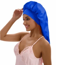 ZTZI Extra Long Sleep Bonnet, Smooth Night Hair Cap For Long Braids & Curly Hair, Wide Elastic Headband Solid Color Casual Polyester Fiber Bonnet For Daily Wear All Seasons - VC Bow 9008 - View 27