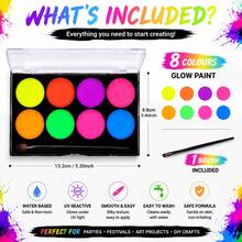8 Colors UV Fluorescent Watercolor Paint Set, Glow-In-The-Dark Painting Pigments, Water-Based , Easy To Clean, Creative Art DIY Painting Set With Free Brushes, Suitable For Hand-Drawn Graffiti And Creative Art Creation - Sets - View 3