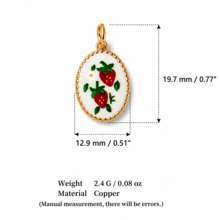1pc Exquisite Pastoral Style, 14k Gold Plated Copper Material, Gold Edge Printed Pendant, Suitable For Women's DIY Jewelry - Multicolor - View 8