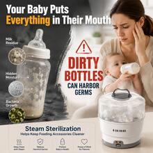 Hauture Large Capacity Bottle Sterilizer, 5-Minute Steam Sterilizer For Bottles, Pacifiers & Pump Parts,Baby Shower Gift For New Parents - White - View 3