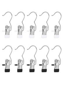 OBOVAY 10/20/30/40/50pcs Stainless Steel Clothes Clips, Stainless Steel Pants Hanger Clips With Hooks, Rust-Proof Space-Saving Hanger Clips, Suitable For Jeans, Pants, Skirts, Boots, Closet Organization, Dorm Laundry And Travel Drying Storage - Multicolor - View 19