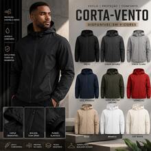 Men's Waterproof Windbreaker With Removable Hood Black Sports Jacket For Gym Or Running - 米色 - 查看 6