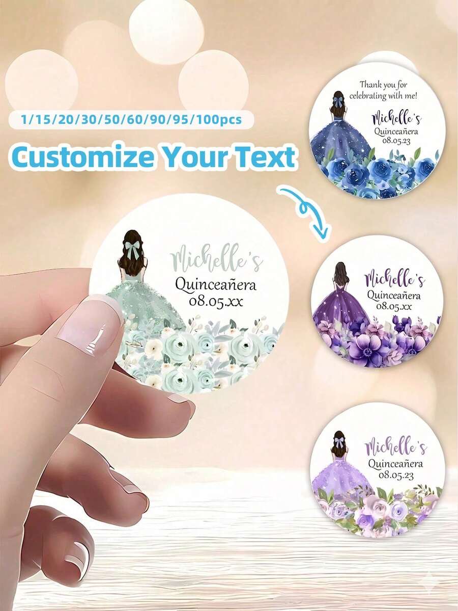1/15/20/30/50/60/90/95/100pcs Customized Colorful Dress Round Stickers ...