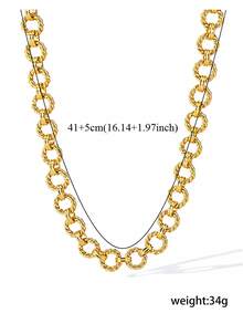 1pc/2pcs Fashionable Personalized Stainless Steel Geometric Round Design Necklace And Bracelet Set, Suitable For Women's Gift And Daily Wear - Style 1 - View 9