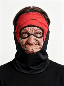 2pcs/Set - 1PC Scary Humorous Little Red Riding Hood Old Lady Mask | Cosplay Headpiece, Breathable & Comfortable, Fits Face Shape, Suitable For Various Occasions, Realistic Pattern, Easy To Wear, Ideal For Halloween Cosplay Party Props - Multicolor - View 11