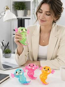 1pc Sequin Axolotl Squishy Toy, Transparent Crystal Axolotl Squeeze Stress Relief Toy, Soft Stretchable Slow Rebound Pressure Relief Desktop Toy, Suitable For Children, Teenagers, Adults, Party Favors, Gift Bag Fillers, Classroom Prizes, Birthday Gifts - Multicolor - View 7