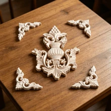 5pcs Solid Wood Carving Decals And Corner Flowers, Home Decorations, Suitable For Cabinets, Doors And Windows, Furniture, Background Walls, Porches, Offices And Other Decorations, Holiday Decorations, DIY Decorations. - Multicolor - View 11