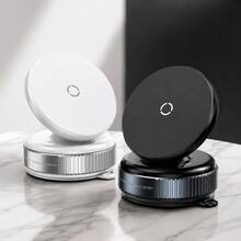 Car Phone Holder, A Vacuum Suction Cup Phone Holder Rotates 360°, Featuring A Magnetic Double-Sided Suction Cup, No Adhesive, Retractable And Foldable, Suitable For Both Car And Home Use, Providing Optimal Magnetic Ring Performance, , Car Accessories - 白色和黑色 - 查看 3