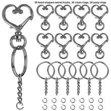 30/60/90pcs Heart-Shaped Keychain Swivel Clasp Hook Set, Split Key Ring Chain And Jump Ring Bulk Keychain Lanyard, DIY Keychain Making Kit, DIY Keychain Wallet Bag Pendant Accessories Craft Supplies - Heart-shaped Clasp Chain Small Loop - View 16
