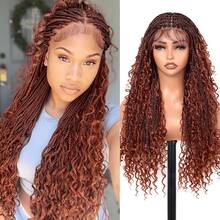 Glueless Box Braided Wigs Suitable For With Hair & Double Full Lace Front - Hair Blended Wig, No Glue Application For Braids - Red - View 1