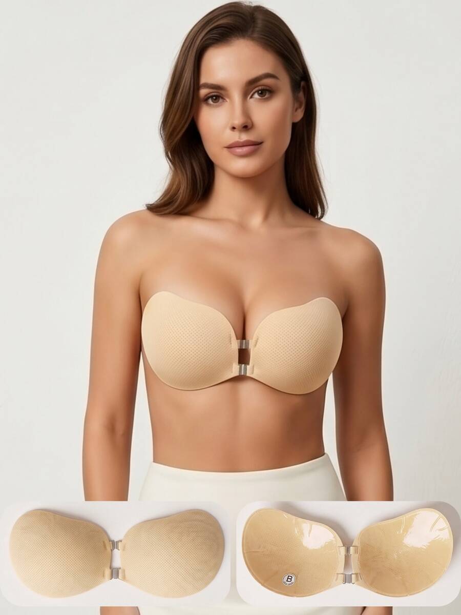 Mango-förmiger Silikon-Klebe-BH, trägerloser unsichtbarer Push-Up-BH, abnehmbare transparente Träger, unverzichtbar für Hochzeitskleid, Abendkleid und tief ausgeschnittene Tanktops, starker Lift und Anti-Sagging, weich und wiederverwendbar, sexy Hochzeitsfeier-Essential, atmungsaktiv und sanft für empfindliche Haut, natürlich unsichtbar und nahtlos - Verschiedenfarbig - Übersicht 1
