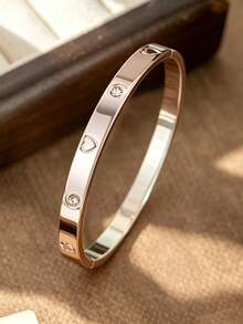 3/1pc Luxury Sparkling 304 Stainless Steel Women's Bracelet Set, Clover Bracelet Jewelry Set For Women. Vintage Classic Minimalist Style, Versatile Accessories, Suitable For Party, Valentine's Day Gift, Carnival, Music Festival, Street Style, Banquet - Silver - View 7