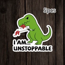 1/3/5入防水乙烯基貼紙，I Am Unstoppable 趣味綠色霸王龍抓手恐龍貼紙，自黏式迷因貼紙，適用於筆電、汽車、水壺、頭盔，適合兒童、青少年、成人的創意幽默禮物 - A - 查看 9