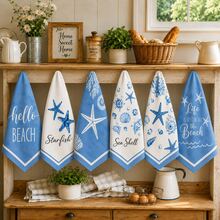 2/4/6pcs/Set, Lap Piring, Lap Dapur, Lap Tangan Kamar Mandi Tema Kartun Laut Modern, Lap Tangan Lembut, Desain Bintang Laut dan Kerang, Dapat Dicuci dengan Mesin, Lap Tangan Persegi Panjang, Cocok untuk Perlengkapan Pesta Pantai, Hadiah Rumah untuk Ibu, Hadiah Pesta Rumah Baru, Kain Pembersih Dapur yang Dapat Digunakan Kembali untuk Dekorasi Dapur Rumah - MultiWarna - View 4