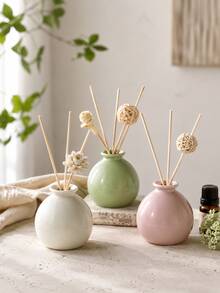 Diffusore di aromi a forma di palla rotonda stile Ins Wabi-Sabi Macaron, mini vaso sferico liscio colore macaron per fiori secchi, decorazione da scrivania per la casa - Vaso in ceramica per macaron - Visualizzare 7