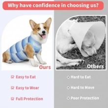 1件PETCHIC狗狗绝育手术后恢复服，粘胶纤维材质，适用于公犬和母犬，可替代驱避喷雾剂，保护皮肤健康（蓝色） - 藍色 - 查看 3