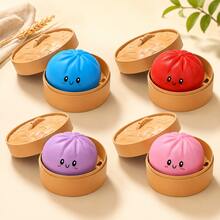 Dumpling Squishy Toy With Steamer Box, 4Pcs Blue Red Purple Pink Slow Rising Fidget Squishies, Sensory Toys For Classroom, Stress Relief Fidgets For Adults Kids, Kawaii Food Shaped Collectible Squishies, Party Favors, Soft Pinch Gift, Multicolor - 4 pcs A - 查看 2
