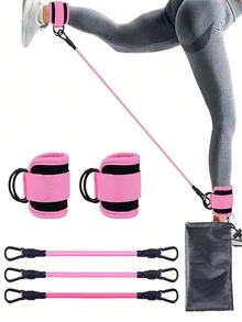 6pcs Ankle Resistance Bands With Cuff Resistance Bands, Suitable For Workout, Hip Exercise Equipment, Sports Rings For Kickback Hip Joint Fitness Training Cable Ankle Straps And Glute Exercise Equipment - A - View 7
